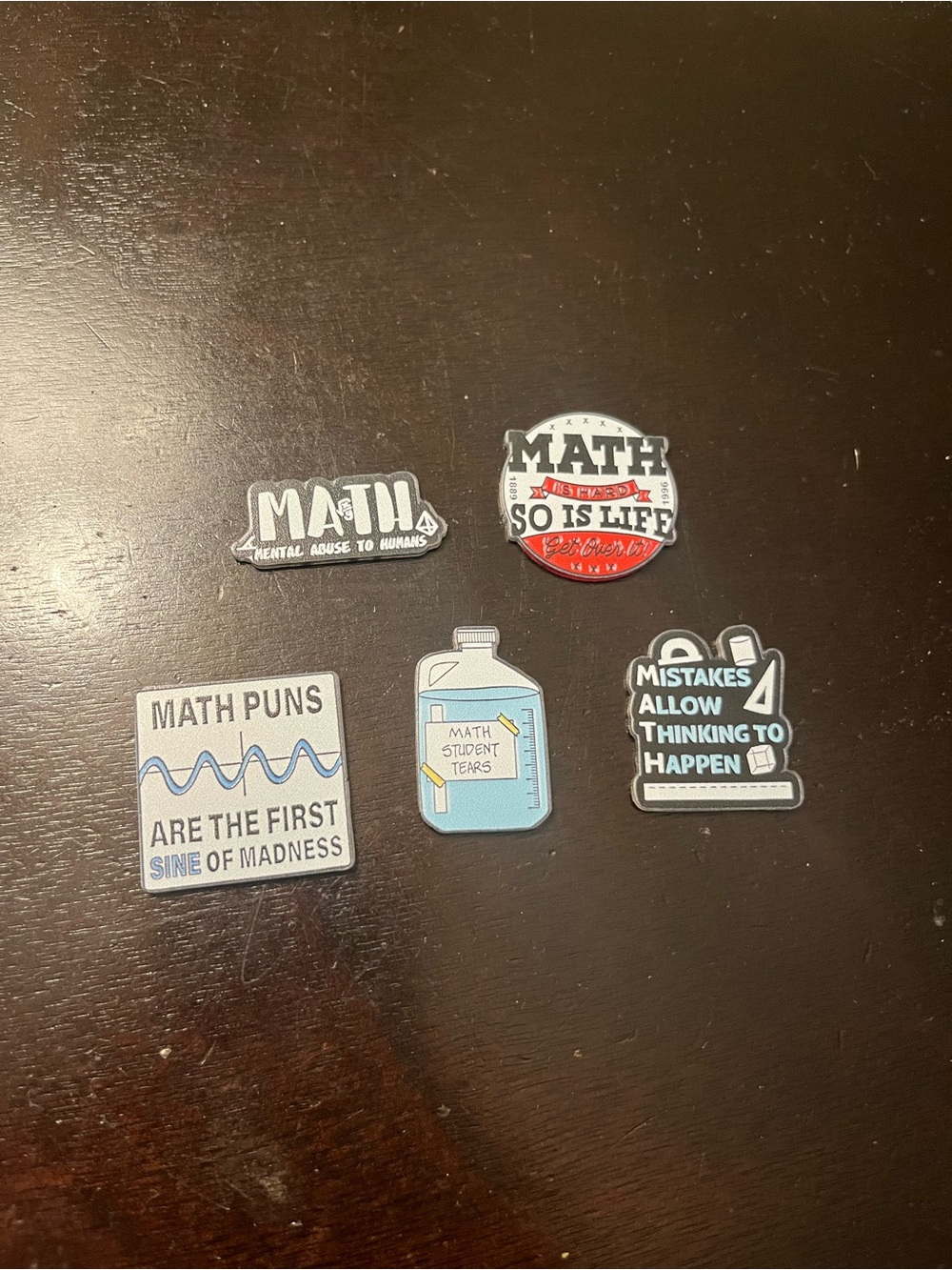 Math-Themed Enamel Pin Set Blue & White New